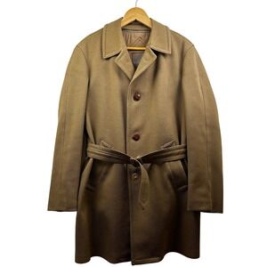 Valmeline Belted Wool Coat Men (EU)44 (US)36-38 Brwn Removable Liner Vtg Germany